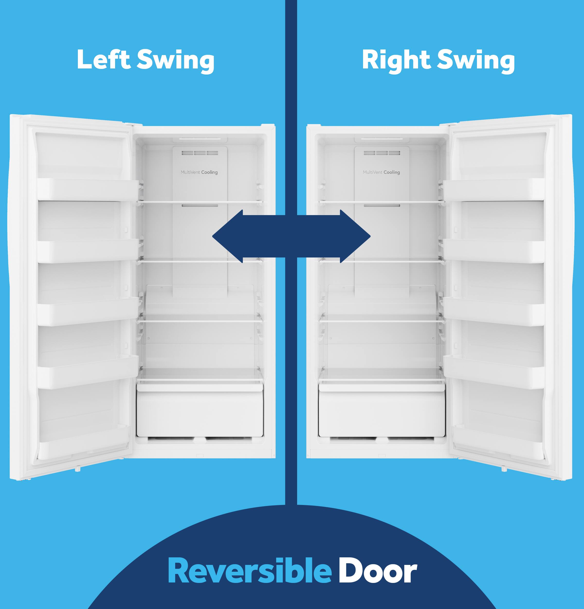 Left Swing  
Right Swing  
MultiVent Cooling  
MultiVent Cooling  
Reversible Door