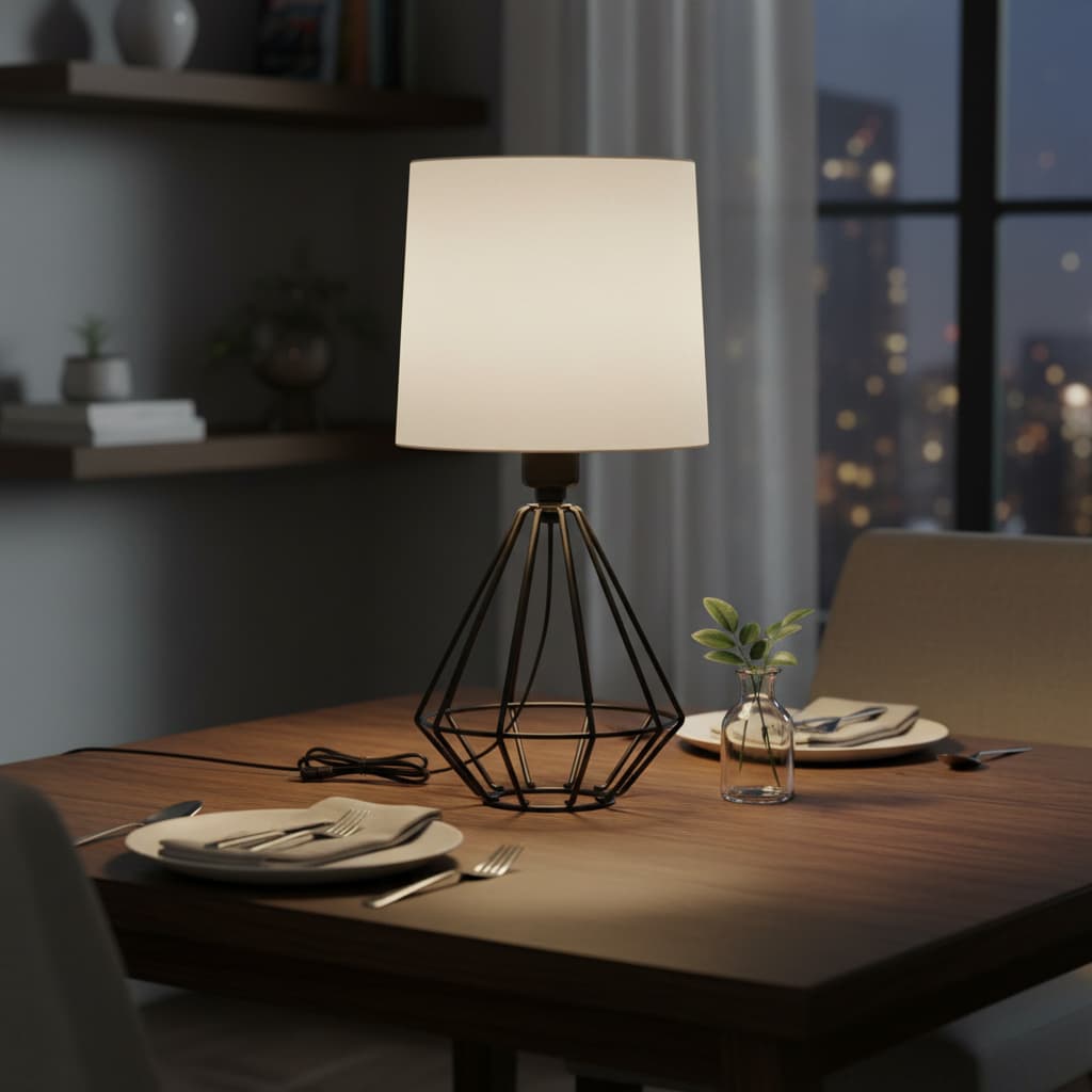 Alt View 2. FINEAK - 2-Pack Modern Black Metal Table Lamps for Bedroom & Office - White;Black.