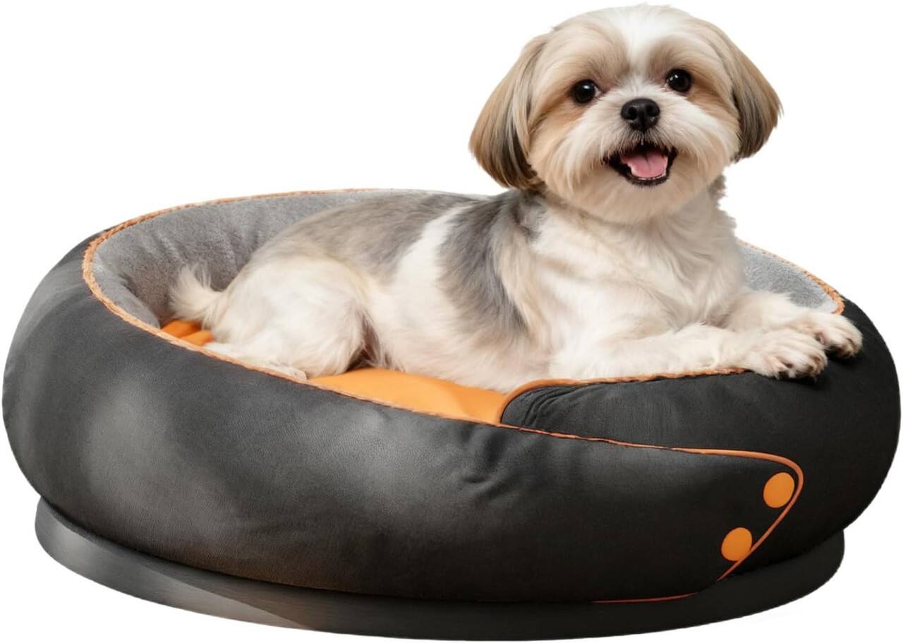 wowmax - Round Orthopedic Dog Bed, Medium Pet Bed with Supportive Foam, Washable Cover, Non-Slip, 30" - Black