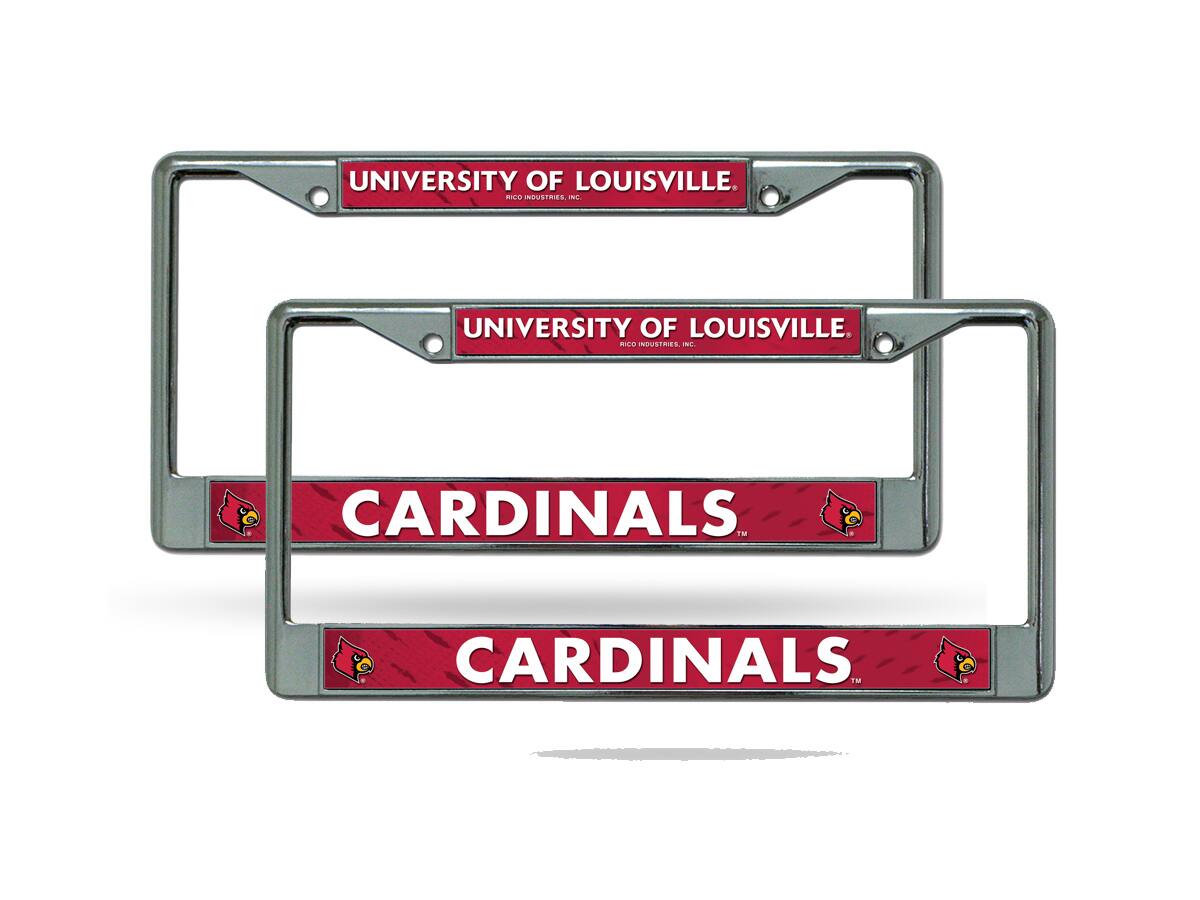 Rico Industries - University of Louisville Cardinals Chrome Metal (Set of 2) License Plate Frame - Multi