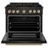 Angle. ZLINE - 36 in. Wide 6 Burner Autograph 5.2 cu. ft. Freestanding Paramount DuoPro Dual Fuel Range with Polished Gold Handle - Black Stainless Steel.