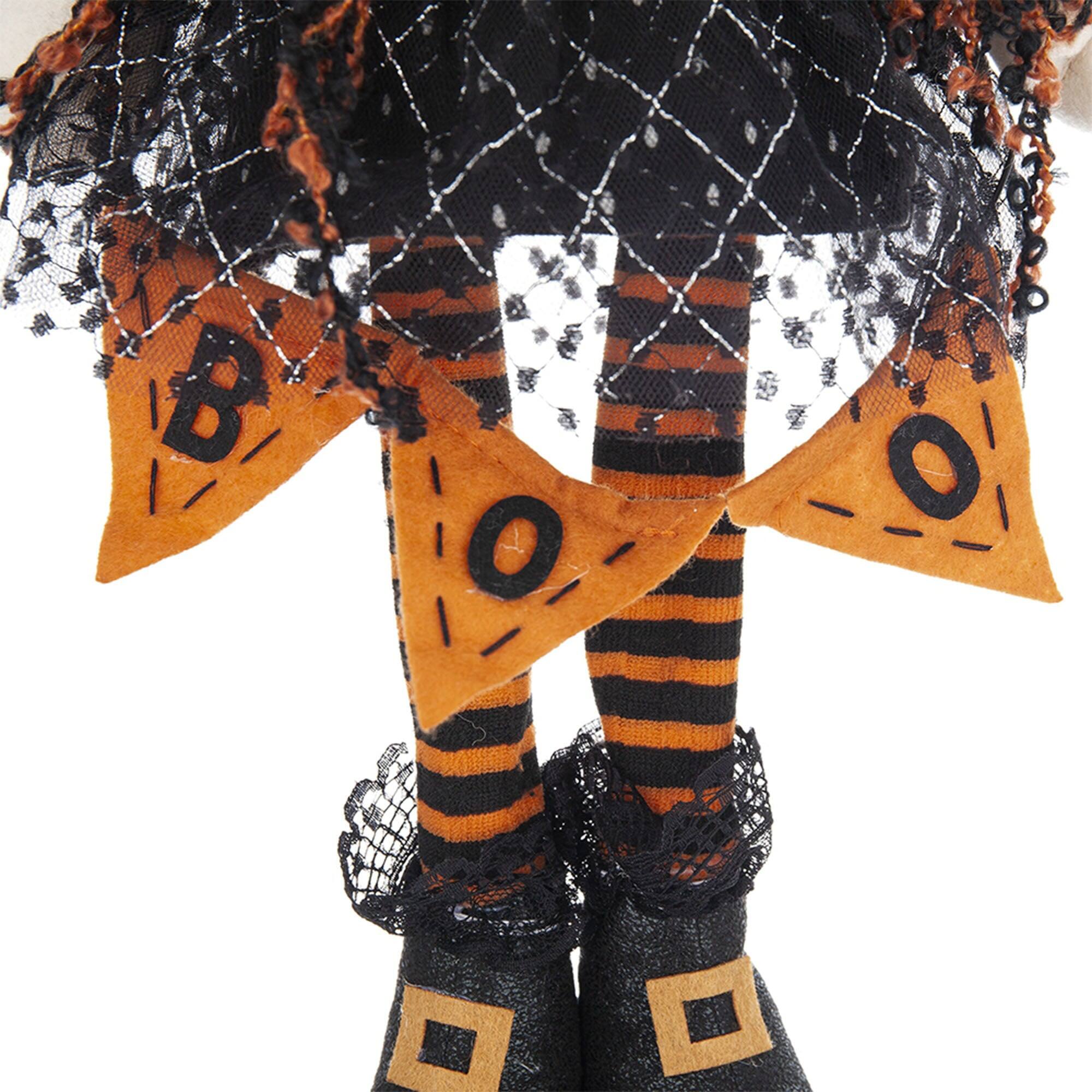 Alt View 2. Boyel Living - Halloween Gnome Decoration with B-O-O Banner and Spring Body - Black,Orange,White.