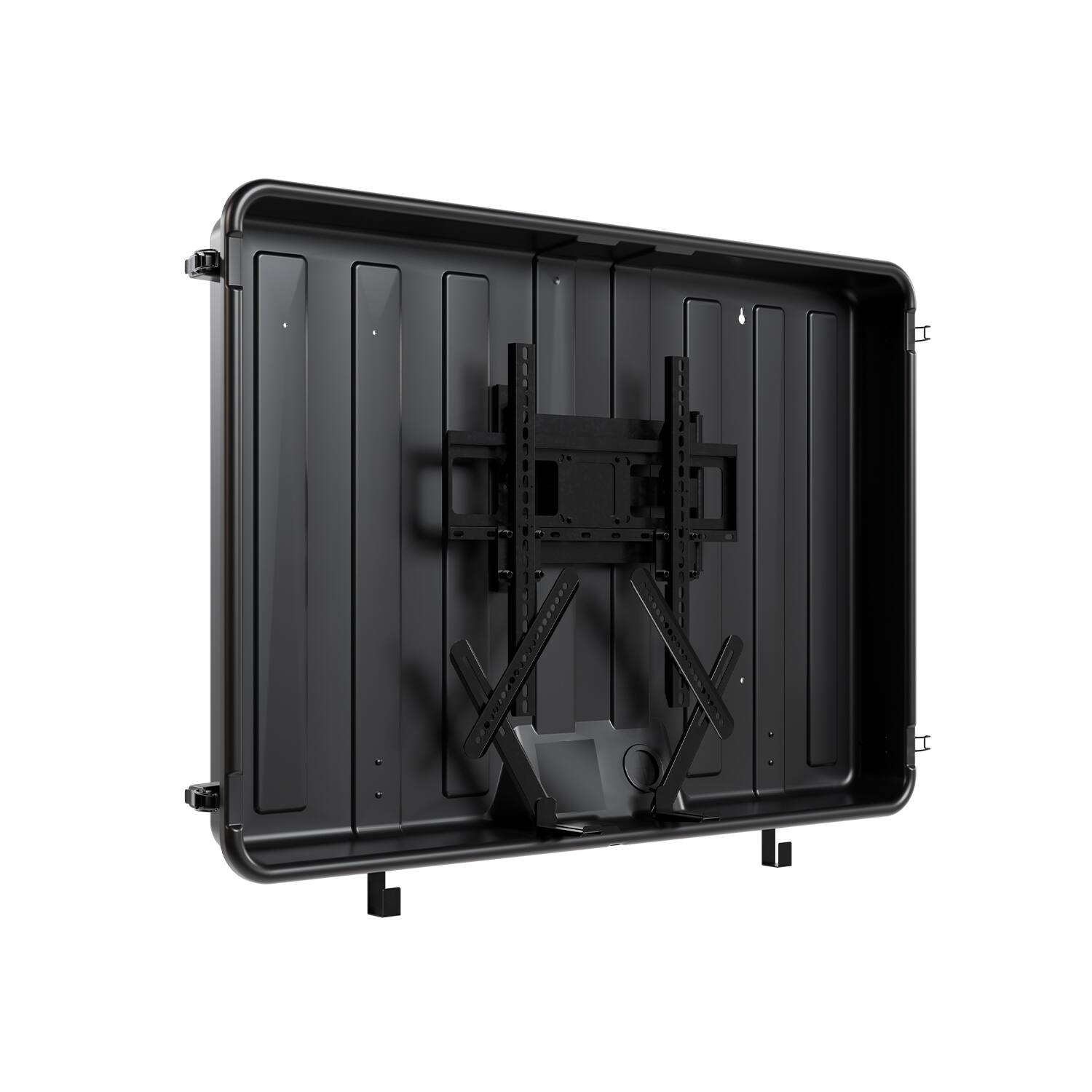 Angle. Storm Shell - XL Weatherproof 44" Outdoor TV and Soundbar Enclosure - Black.