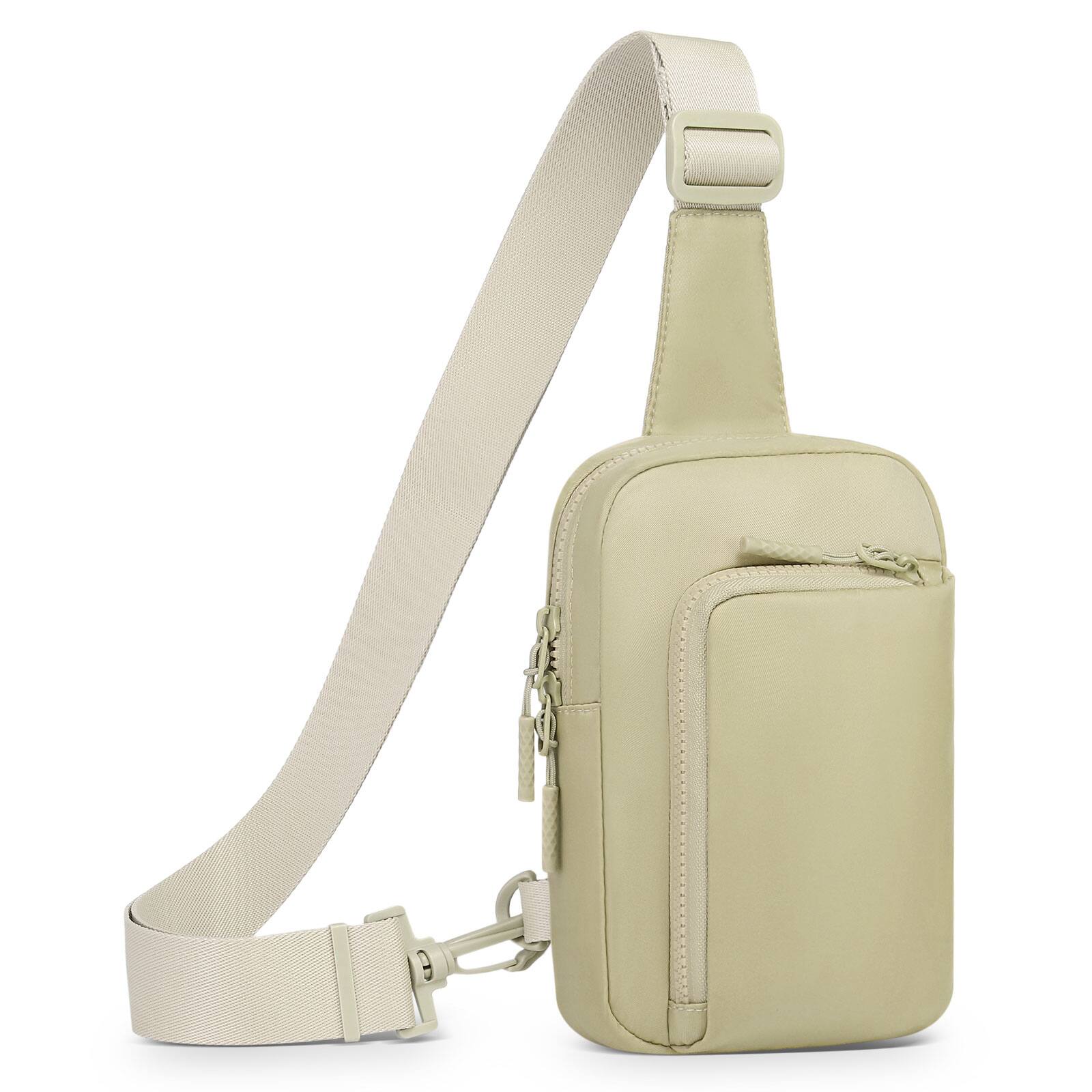 Front. Unique Bargains - Mini Sling Bag for Men Women Crossbody Fanny Packs Fits for 6.3" Phone Reversible Nylon Chest Bag for Travel Running - Khaki.