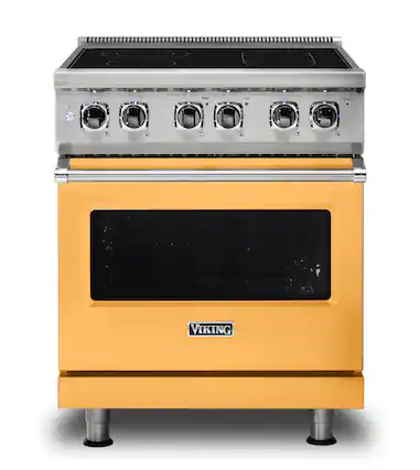 Front. Viking - 5 Series 30" Wide Freestanding Electric Range - Daffodil.