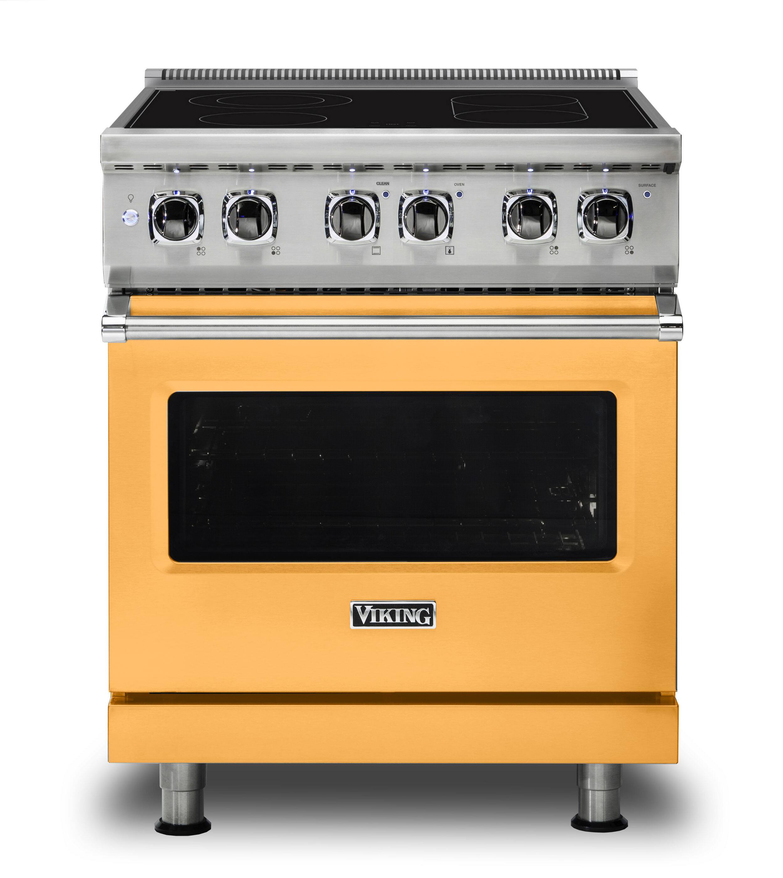 Front. Viking - 5 Series 30" Wide Freestanding Electric Range - Daffodil.