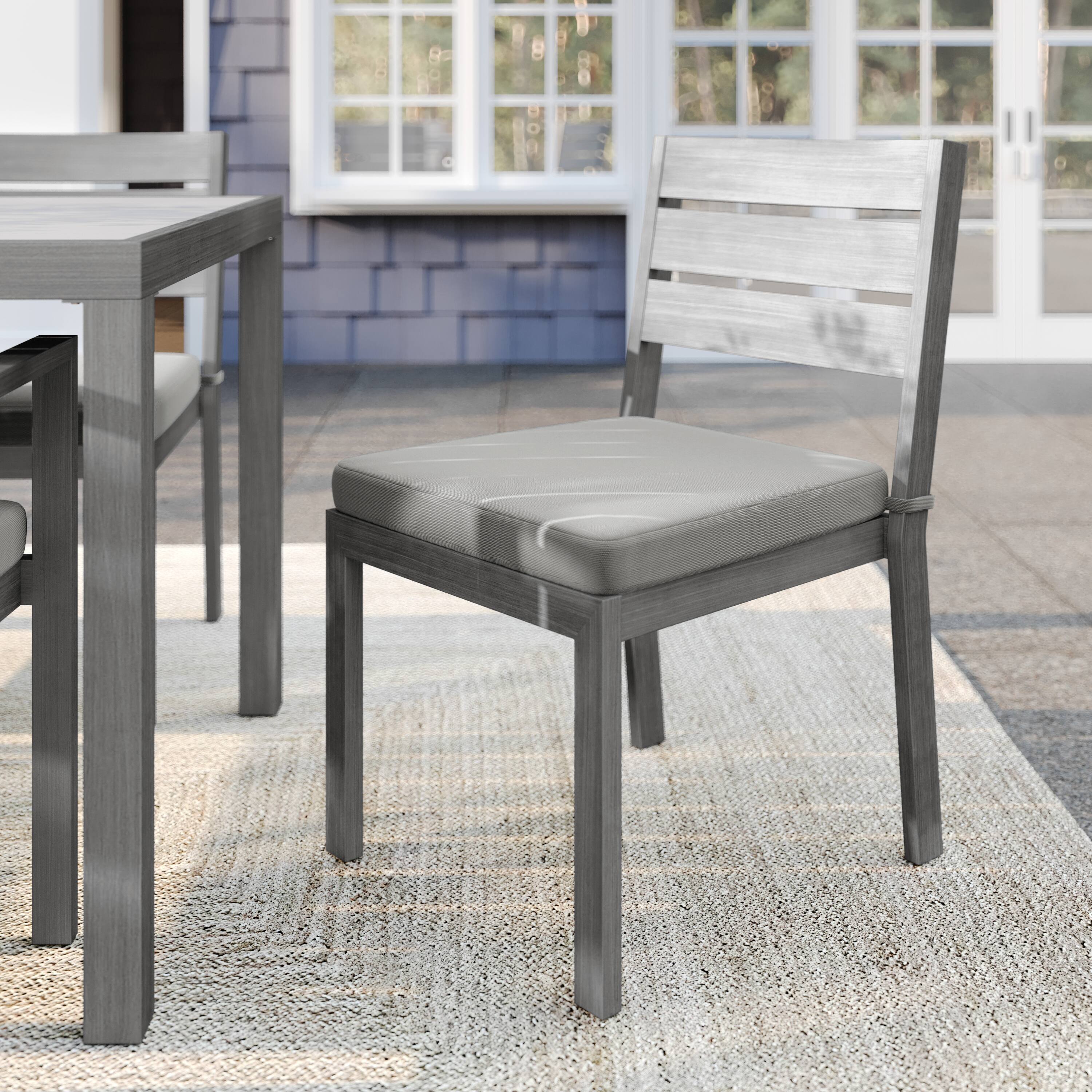 Alt View 1. Martha Stewart - Bedford All-Weather Stacking Patio Side Dining Chair with Seat Cushion - Gray.