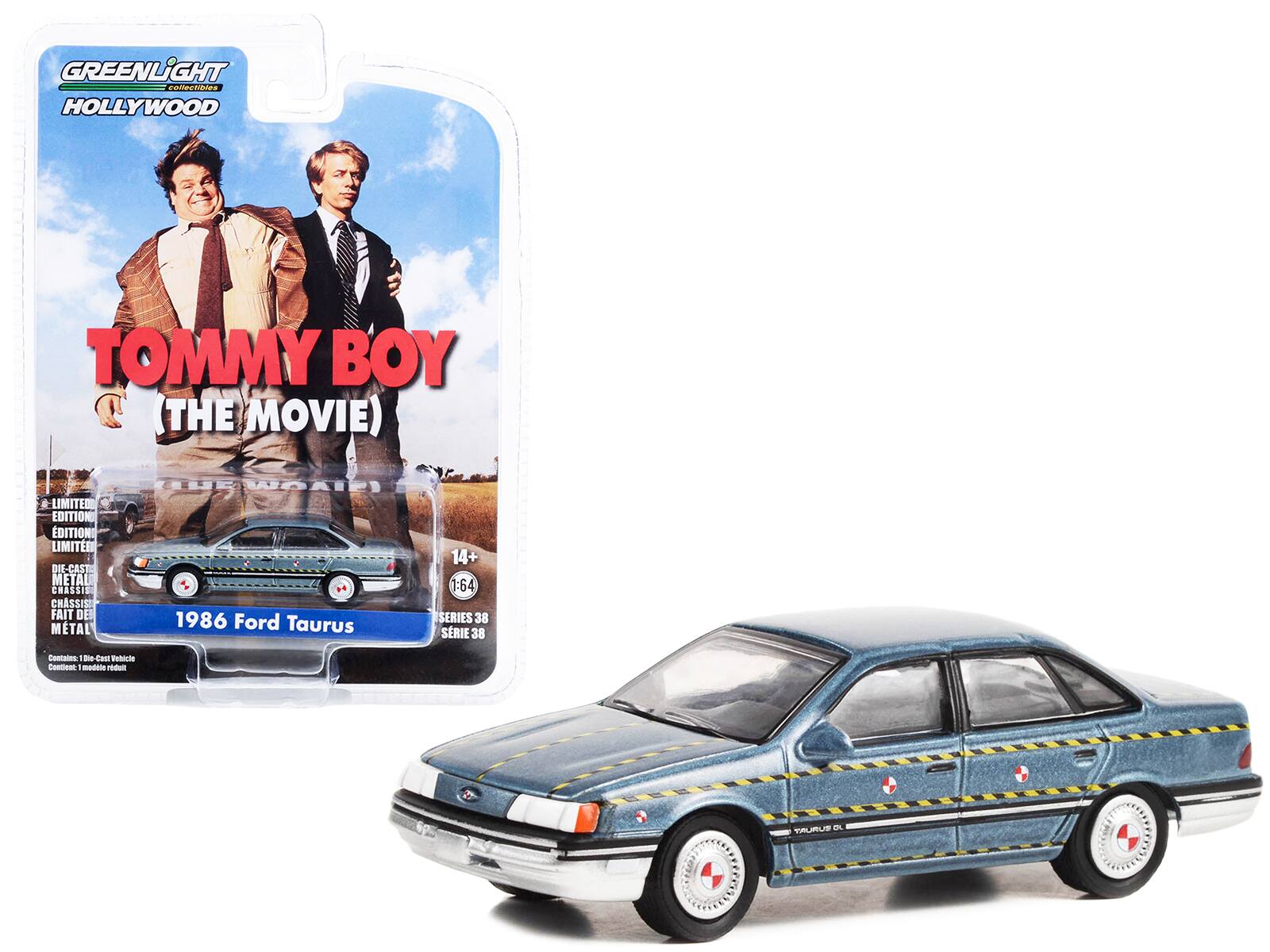 Greenlight - 1986 Ford "Zalinsky Auto Parts" Crash Test Vehicle "Tommy Boy" Movie "Hollywood Series" 1/64 - Taurus Blue Metallic