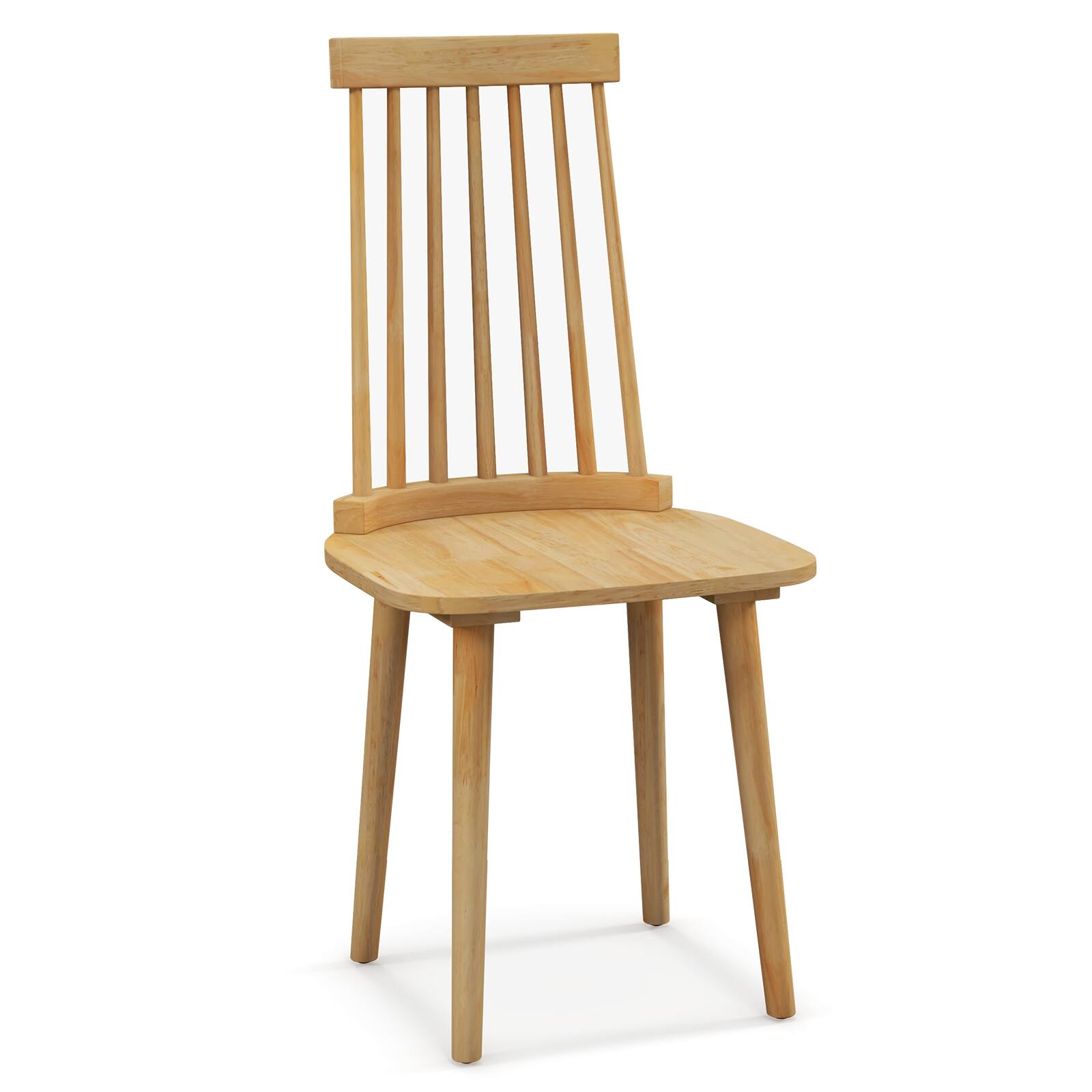 Alt View 5. Gymax - Gymax 4 PCS Winds or Dining Chairs w/ High Spindle Back Natural Rubber Wood Legs - Natural.