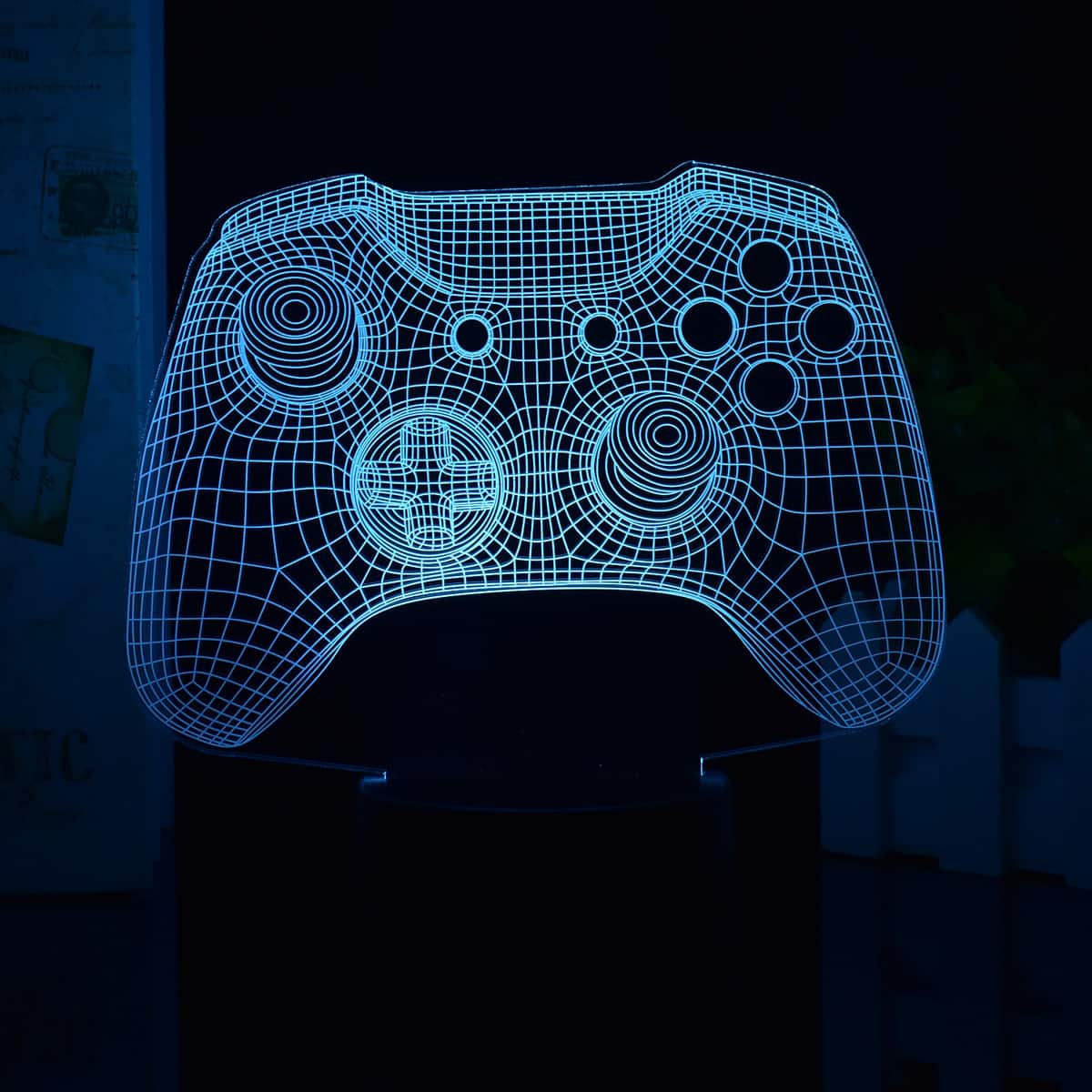 YONWAY - Game Controller 3D Illusion Lamp, Controller Night Light with Remote Control + Timer, 16 Color Changing, Plug-in Type
