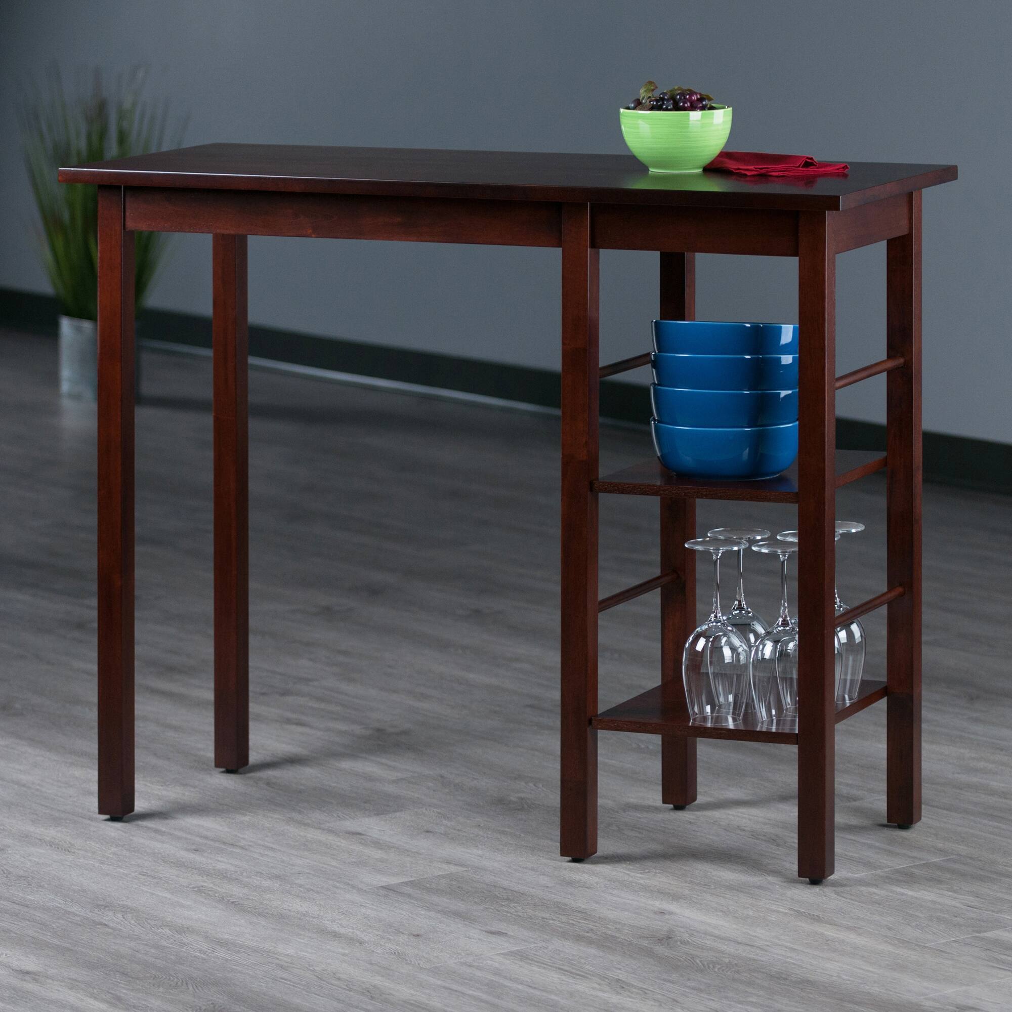Alt View 7. Winsome Wood - Egan Breakfast Kitchen Island with Shelves - Walnut.