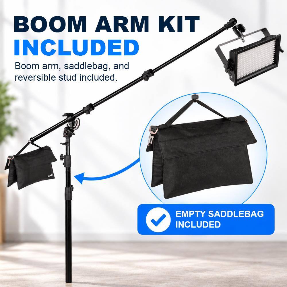 BOOM ARM KIT INCLUDED  
Boom arm, saddlebag, and reversible stud included.  

EMPTY SADDLEBAG INCLUDED
