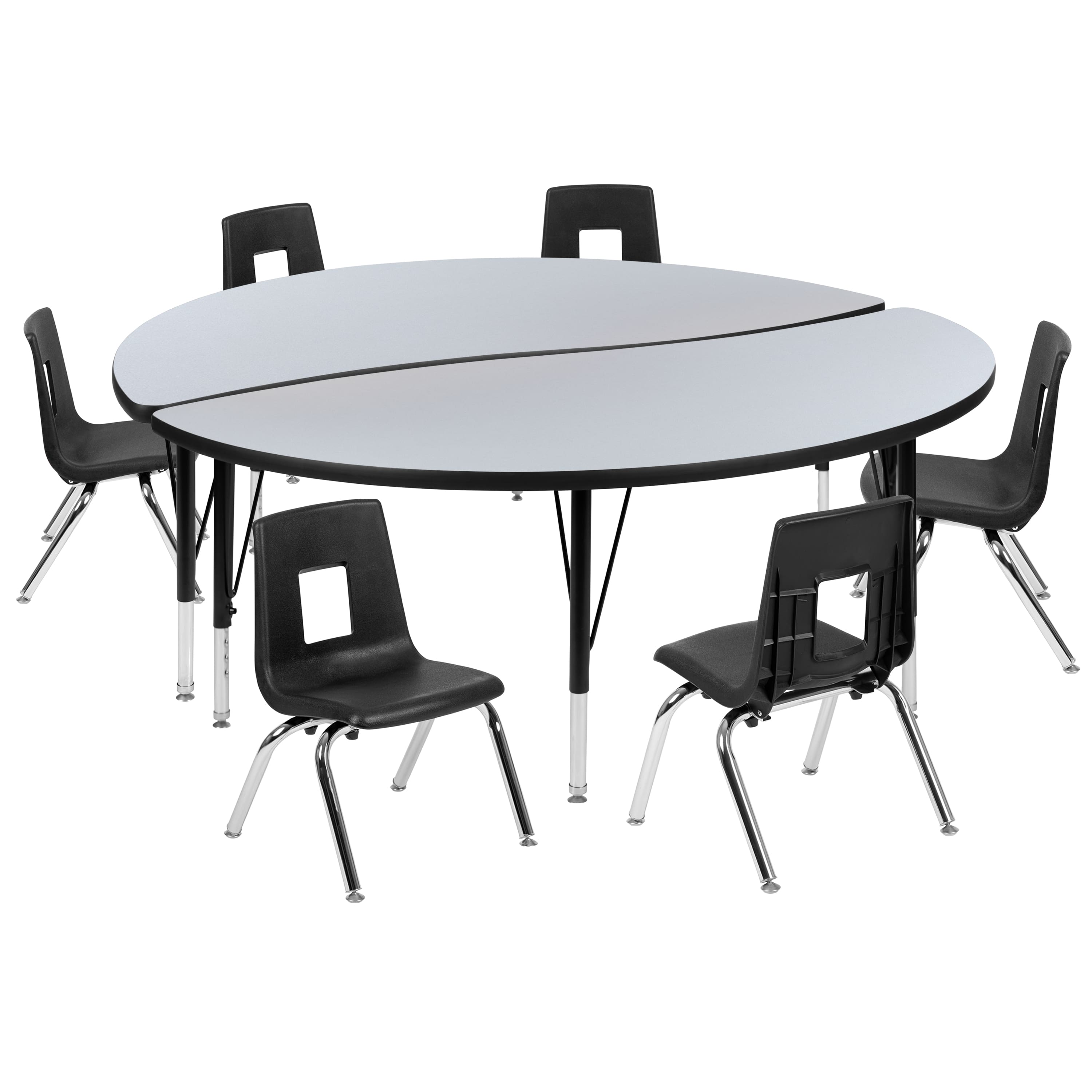 "Flash Furniture - Emmy 60"" Circle Wave Flexible Laminate Activity Table Set with 12"" Student Stack Chairs, Grey/Black - Gray" price history on PriceWatchPro