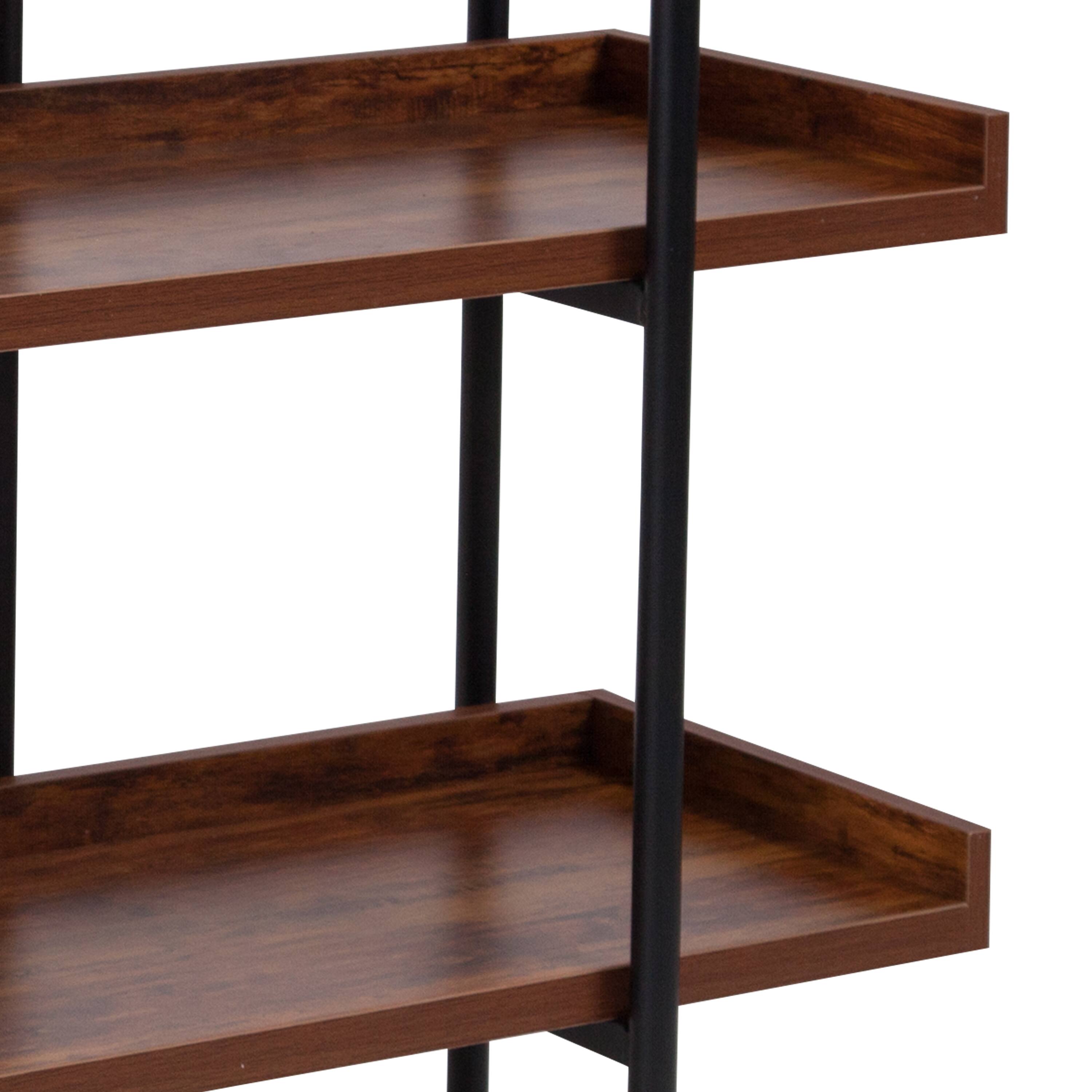 Alt View 7. Emma + Oliver - 3 Shelf 35"H Storage Display Unit Bookcase with Metal Frame - Rustic.