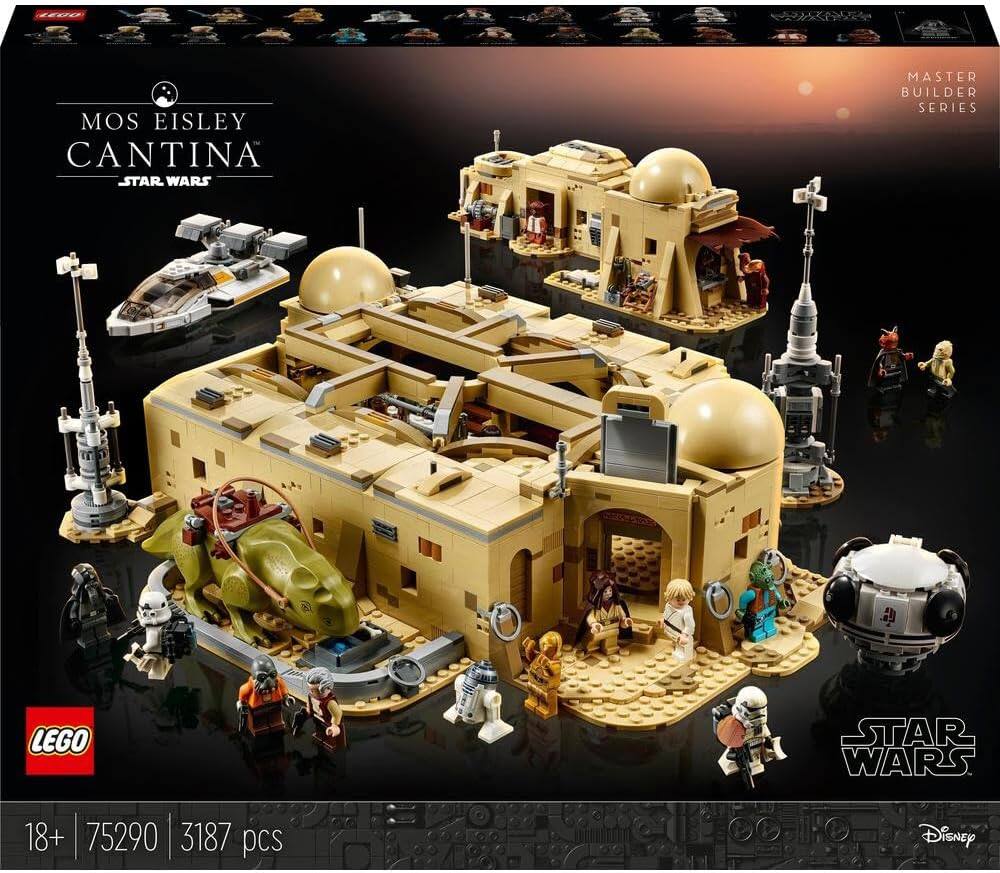 MOS EISLEY CANTINA  
STAR WARS  
MASTER BUILDER SERIES  

LEGO  
18+  
75290  
3187 pcs  

Disney