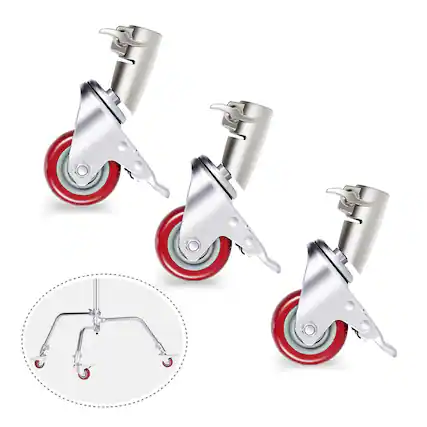 Front. Neewer - 3-Pack Caster Wheels for Neewer C-Stand - 75mm Metal Wheels for Studio Video & Photography - Silver.