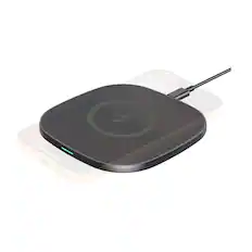 Front. Esoulk - 15W Qi Slim Fast Wireless Charging Pad with USB-C Cable for iPhone 17 Pro Max Universal Smartphones - Black.