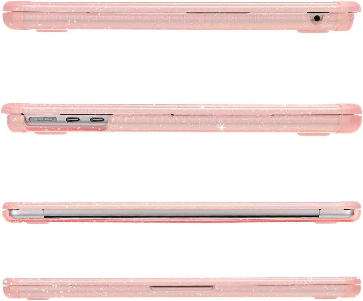 Alt View 1. mosiso - For MacBook Air 13.6 inch M5 A3449 M4 A240 M3 A3113 M2 A2681 2026-2022, Glitter Plastic Hard Shell with TPU Bumper - Pink.