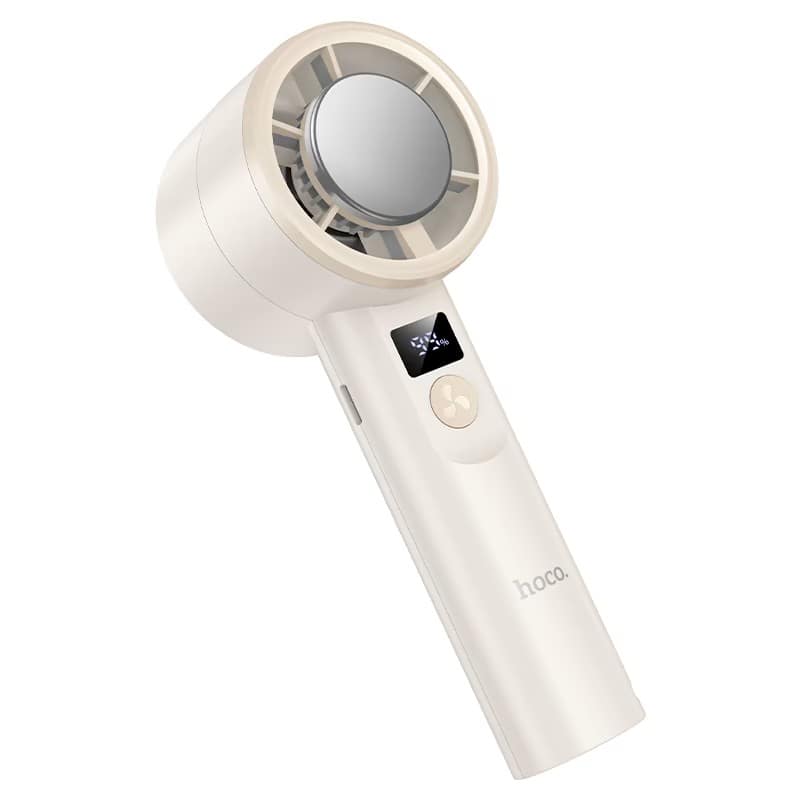 hoco. - HX612 Ice Pack Dual‑Cooling Portable Fan with LED Display - White