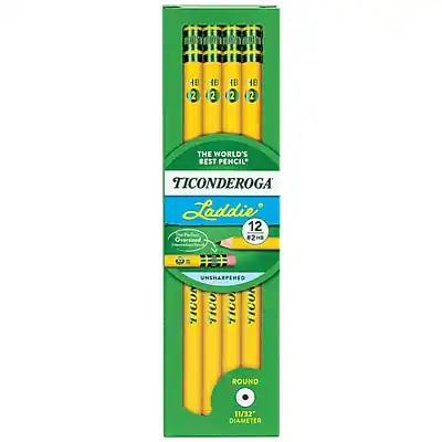 5 1B 2 HB 2 1B 2 1B 2 THE WORLD'S BEST PENCIL TICONDEROGA Laddie 12 Oversized 2HB UNSHARPENED TICONDEROGA ROUND 11/32 DIAMETER