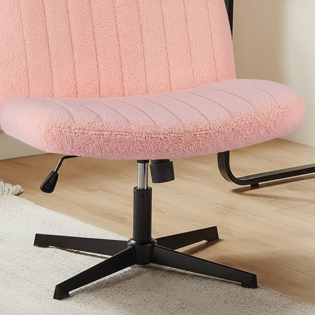 Left. AOITUN - Criss Cross Chair Legged Armless Office Chair - Perfect for Dorms - Pink.