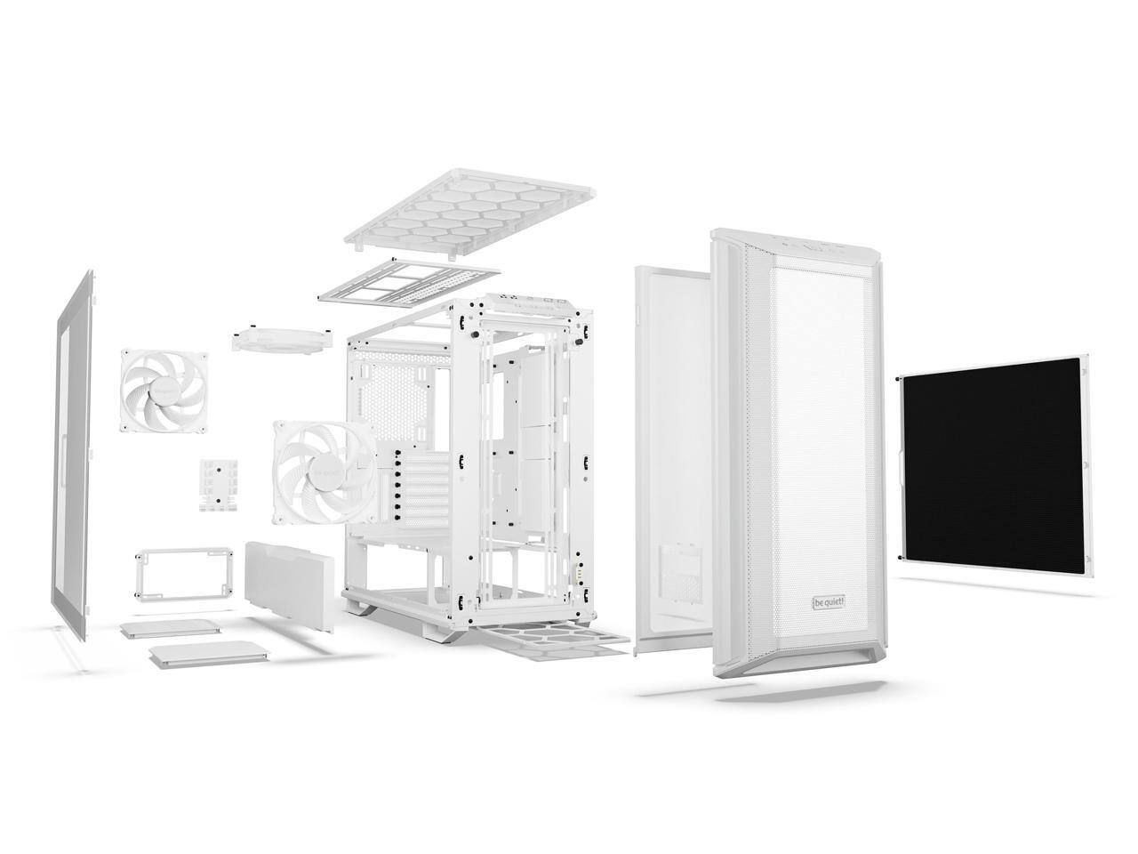 Alt View 3. be quiet! - be quiet! Dark Base 701 | Mesh Front | 3 Silent Wings 4 Fans | ARGB Lighting | Tempered Glass | PWM/ARGB Hub | White - White.