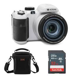 Bundle - Kodak - PIXPRO AZ425 Astro Zoom 20MP Full HD Digital Camera, White, with 32GB Memory Card and Camera Bag
