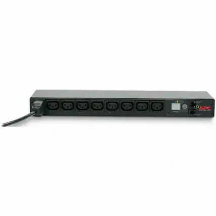 Front. APC - APC NetShelter Switched Rack PDU, 1U, 1PH, 3.7kW 230V 16A or 3.3kW 208V 16A, 8 C13 outlets, C20 cord - Switched - IEC - Unknown.