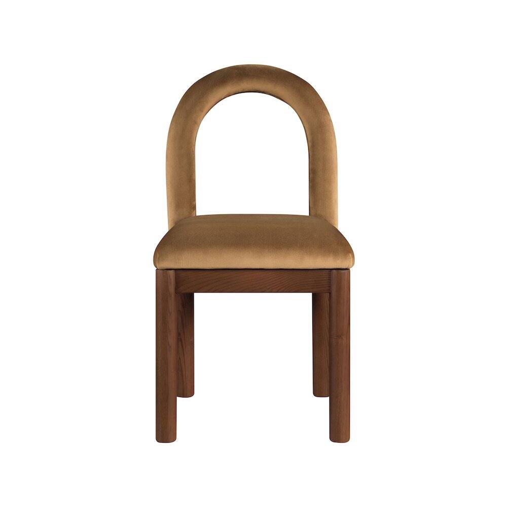 Alt View 2. Meridian Furniture - Conrad Saddle Velvet Dining Chair - Brown.