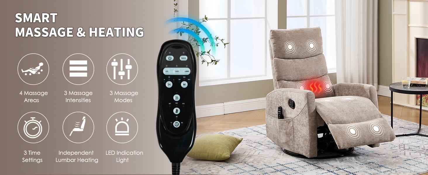 SMART MASSAGE & HEATING

- 4 Massage Areas
- 3 Massage Intensities
- 3 Massage Modes
- 3 Time Settings
- Independent Lumbar Heating
- LED Indication Light