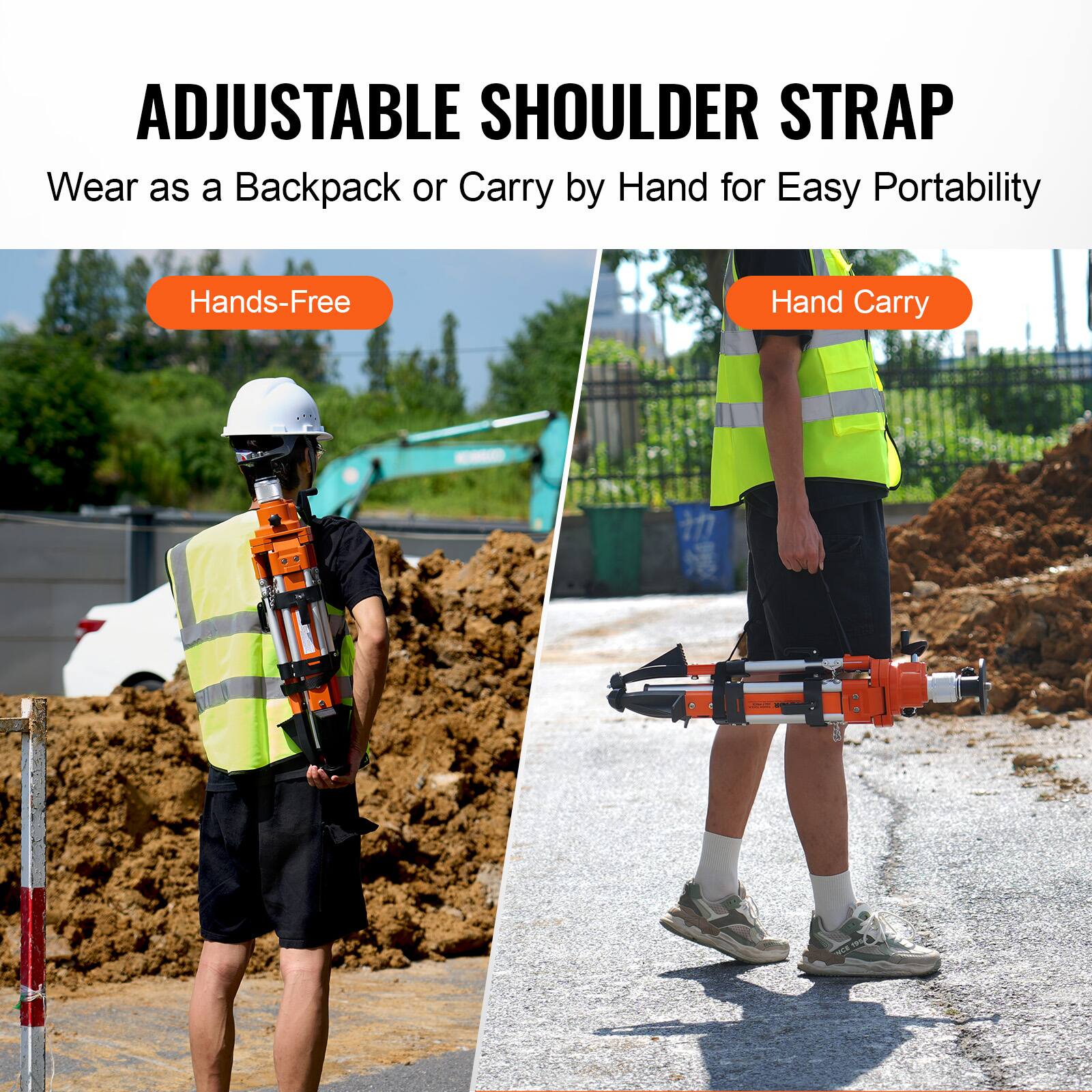 ADJUSTABLE SHOULDER STRAP  
Wear as a Backpack or Carry by Hand for Easy Portability  

Hands-Free  
Hand Carry