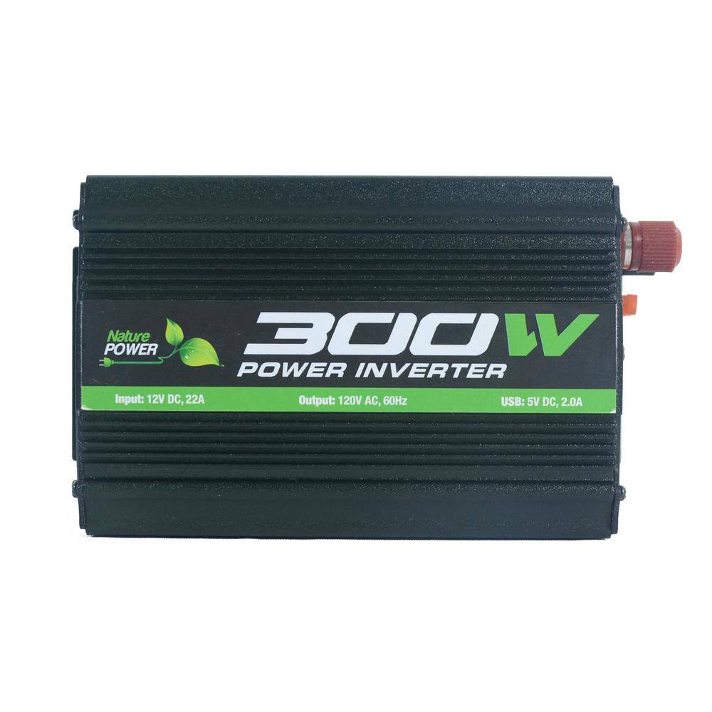 POWER Nature 300W POWER INVERTER  
Input: 12V DC, 22A  
Output: 120V AC, 60Hz  
USB: 5V DC, 2.0A
