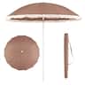Costway - Patio Umbrella with Fringe, Boho Tassel Umbrella for Outdoor Beach Garden Poolside - Brown+White