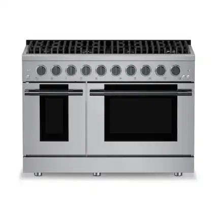 Front. Hauslane - HausPro 48 in. 8 Burners (20,000 BTU) Freestanding Gas Range Range - Black Stainless Steel.