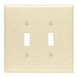 Leviton - 2-Gang Oversized Thermoset Toggle Switch Wallplate, Device Mount Model 86109 - White