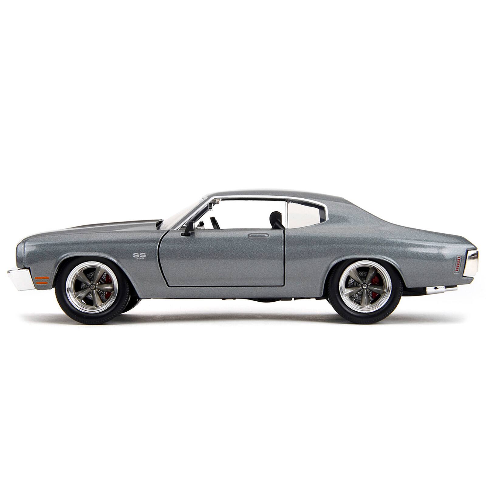Alt View 3. Jada - 1970 Chevrolet Chevelle SS Gray Met. w/ Black Stripes "Fast & Furious 25th Anniversary" 1/24 Diecast Model Car by Jada.
