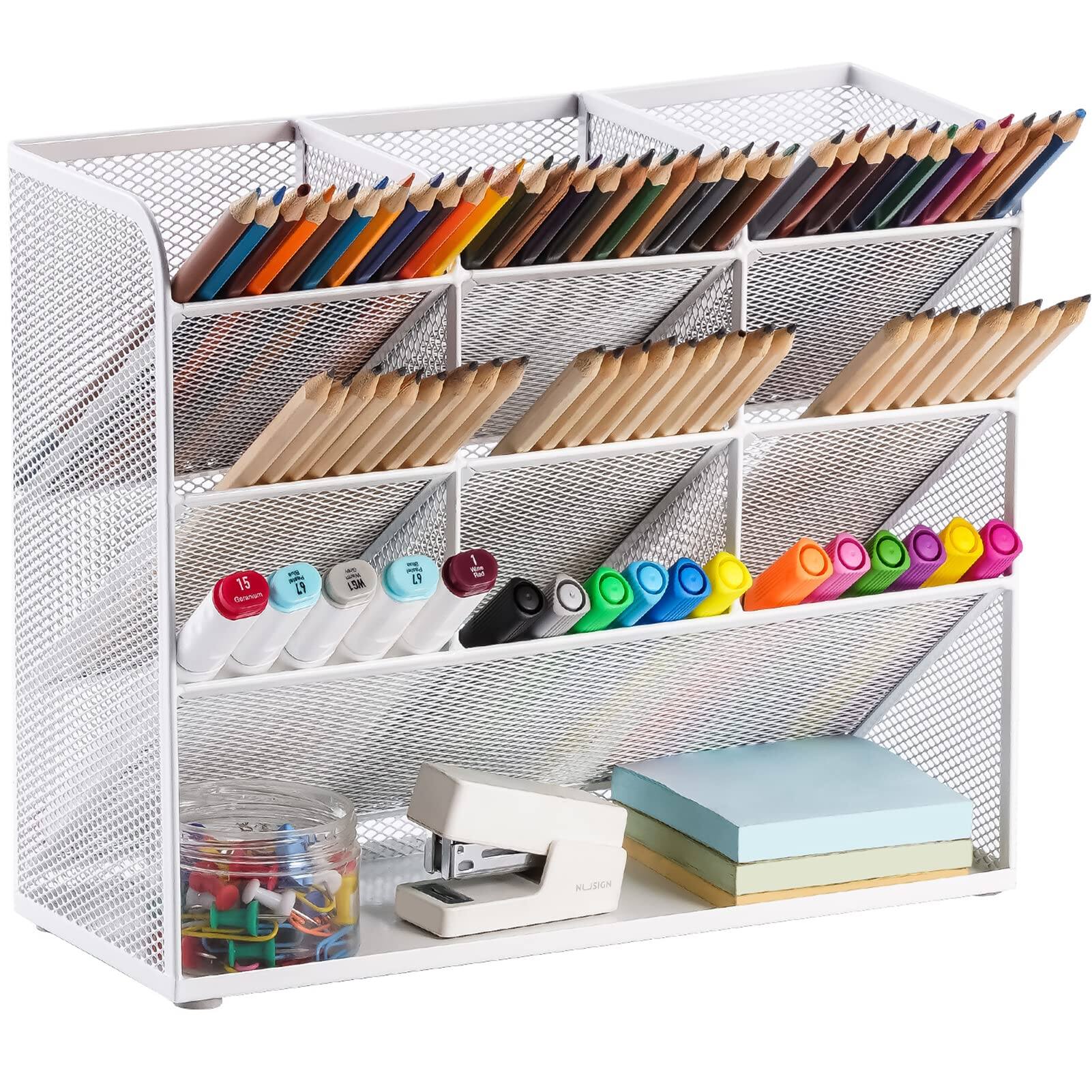 White Mesh Pen Holder Without Drawer
