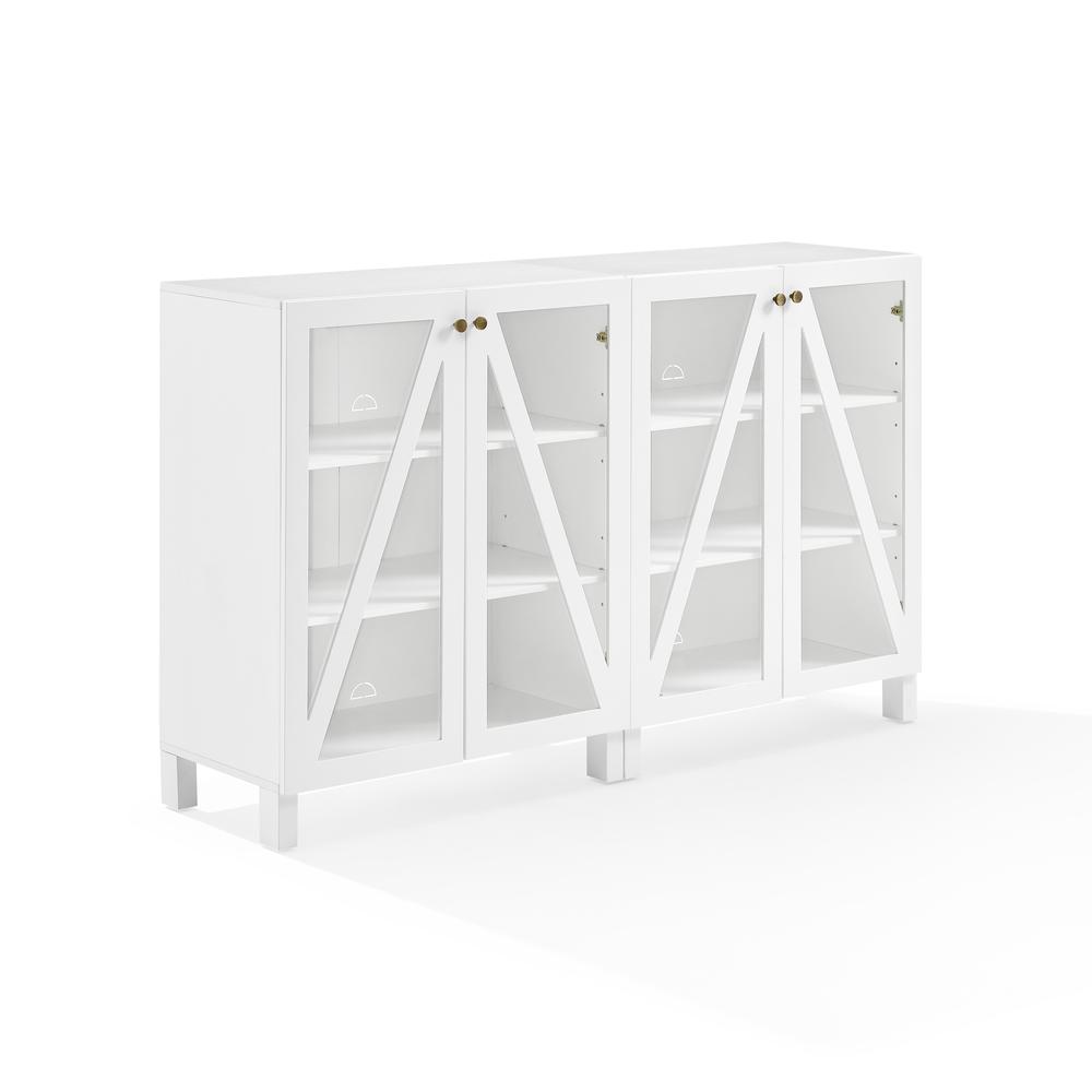Alt View 6. Crosley Furniture - Cassai 2-Piece Media Sideboard Cabinet Set - 2 Storage Pantries - White.