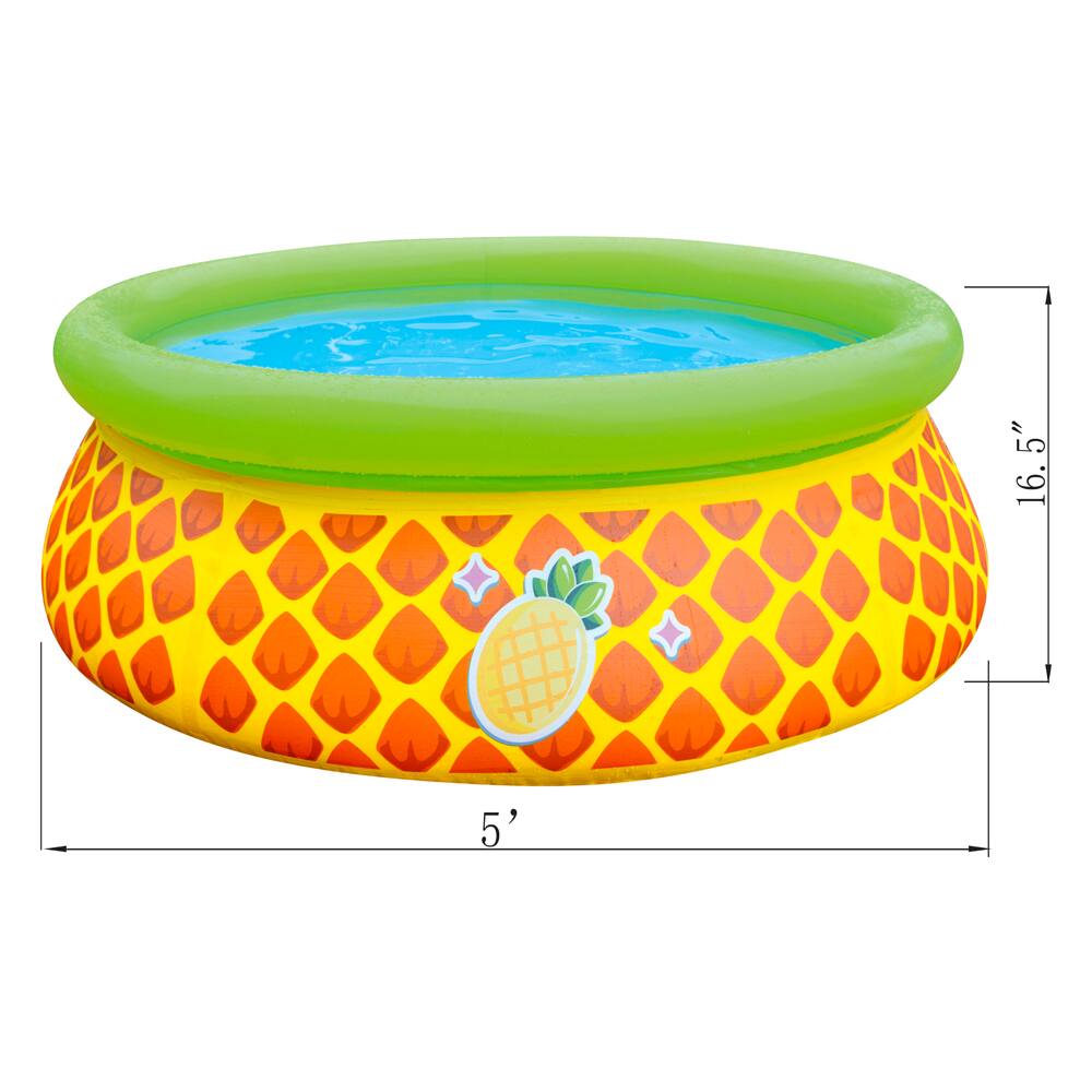 Alt View 1. Jleisure - JLeisure 5' x 16.5" 3D Pineapple Inflatable Outdoor Kiddie Splash Swimming Pool - Pineapple.