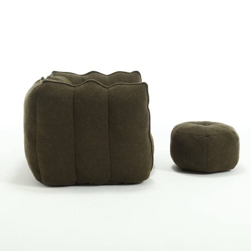 Alt View 6. GOODSILO - Premium Square Bean Bag Sofa with Footstool for Ultimate Relaxation in Living Room and Bedroom - Olive Green.