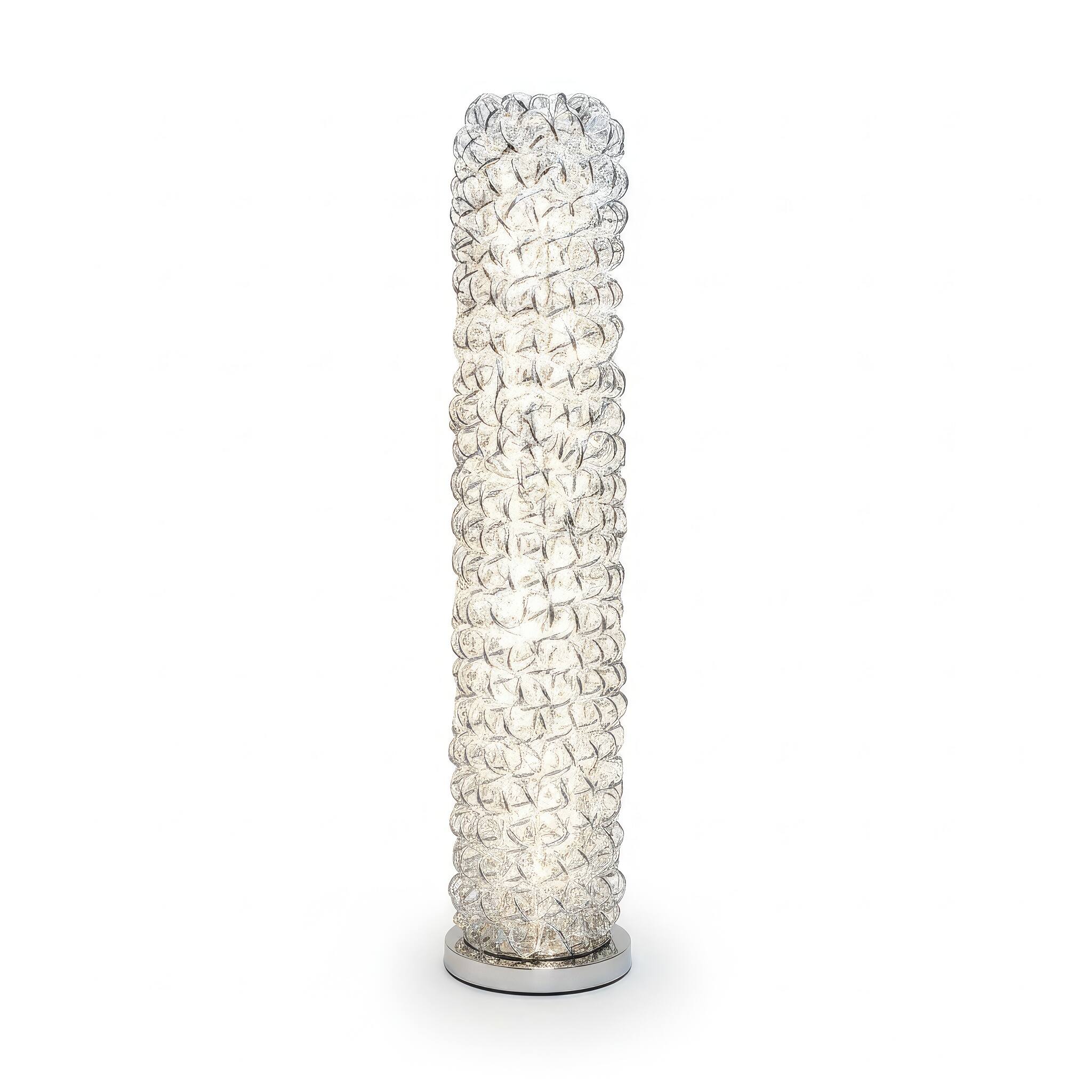 Angle. FC Design - 54"H Artsy LED Aluminum Wire Wrapped Decorative Column Lamp with Chrome Finish Base.
