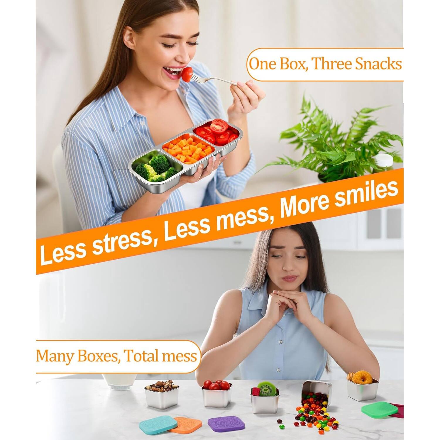 One Box, Three Snacks  
More smiles, Less stress, Less mess  
Many Boxes, Total mess