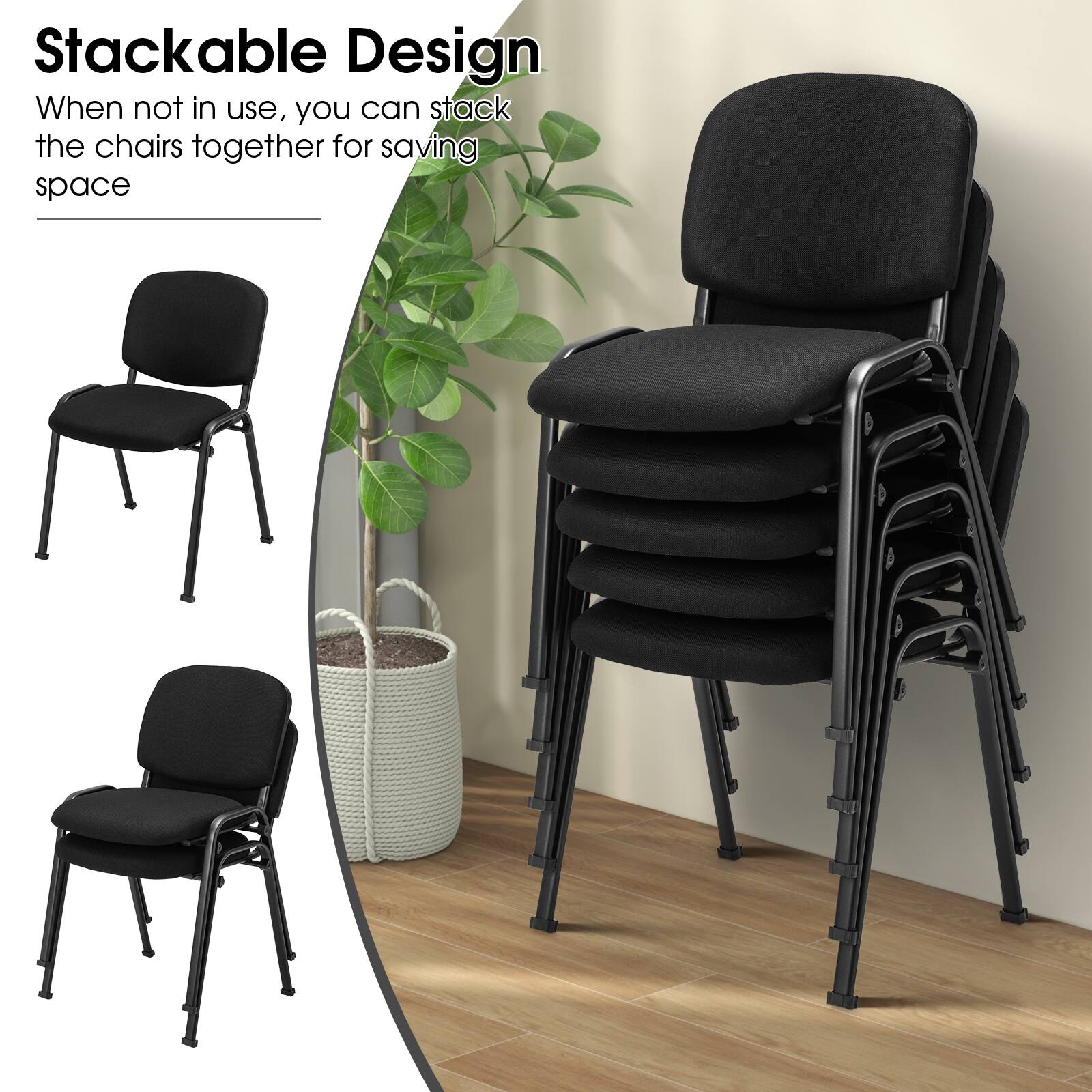 Stackable Design: When not in use, you can stack the chairs together for saving space.