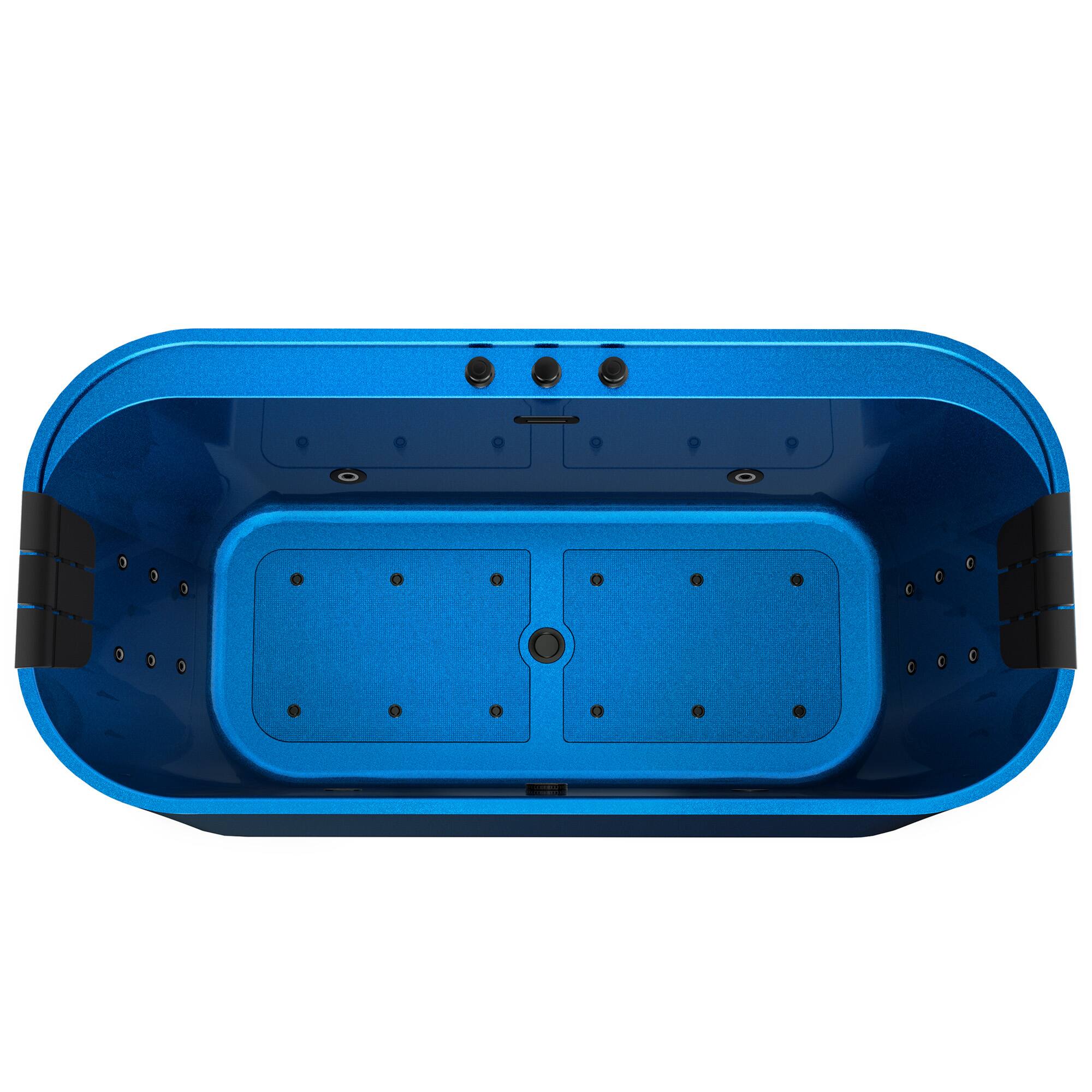 Back. Empava - 67 in. x 31.5 in. Center Drain Combination 16 Water and 12 Air Bubble Jets Bathtub Freestanding Whirlpool Bath in Blue - Blue.