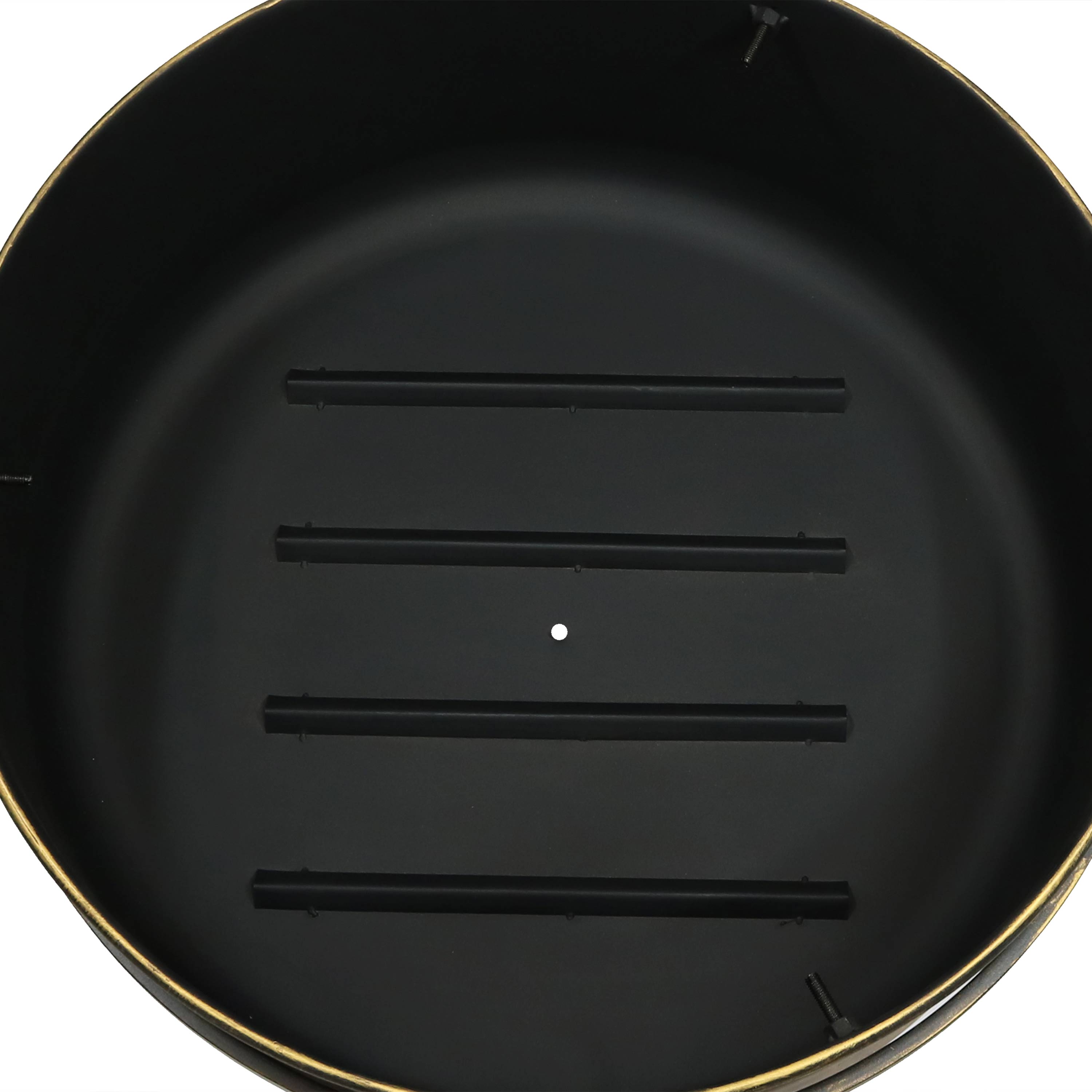 Alt View 9. Sunnydaze - 24 in Cauldron Steel Fire Pit with Spark Screen, Poker, and Grate - Black.