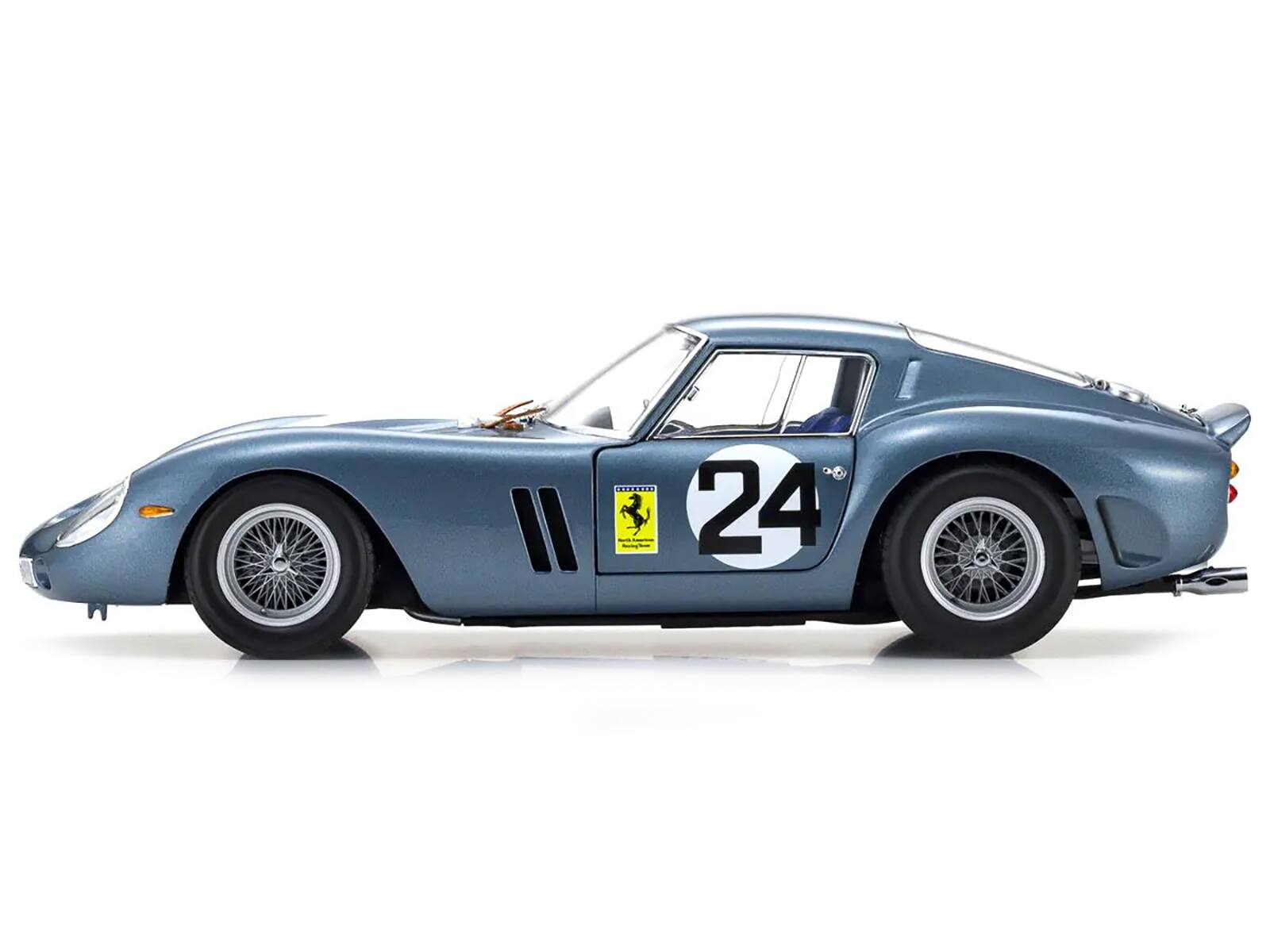 Left. Kyosho - Ferrari 250 GTO #24 Phil Hill - Olivier Gendebien 2nd Place "Sebring 12 Hours" (1962) 1/18 Diecast Model Car by Kyosho - Blue.