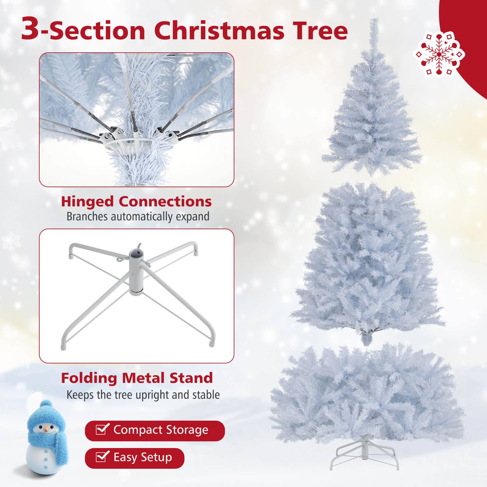 3-Section Christmas Tree

- Hinged Connections
  - Branches automatically expand

- Folding Metal Stand
  - Keeps the tree upright and stable

- Compact Storage
- Easy Setup