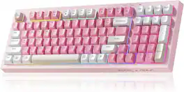 AULA - LEOBOG K99 Wireless Gaming Keyboard Bluetooth Creamy Typewriter Keyboard Full Size RGB Backlit with Number Pad - Pink