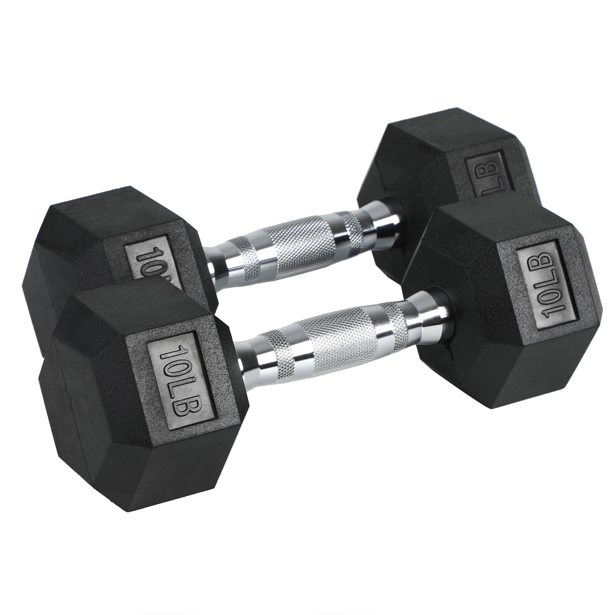 HolaHatha - Iron Hexagonal Cast Home Exercise Dumbbell Free Weight, 10 Pounds - Black