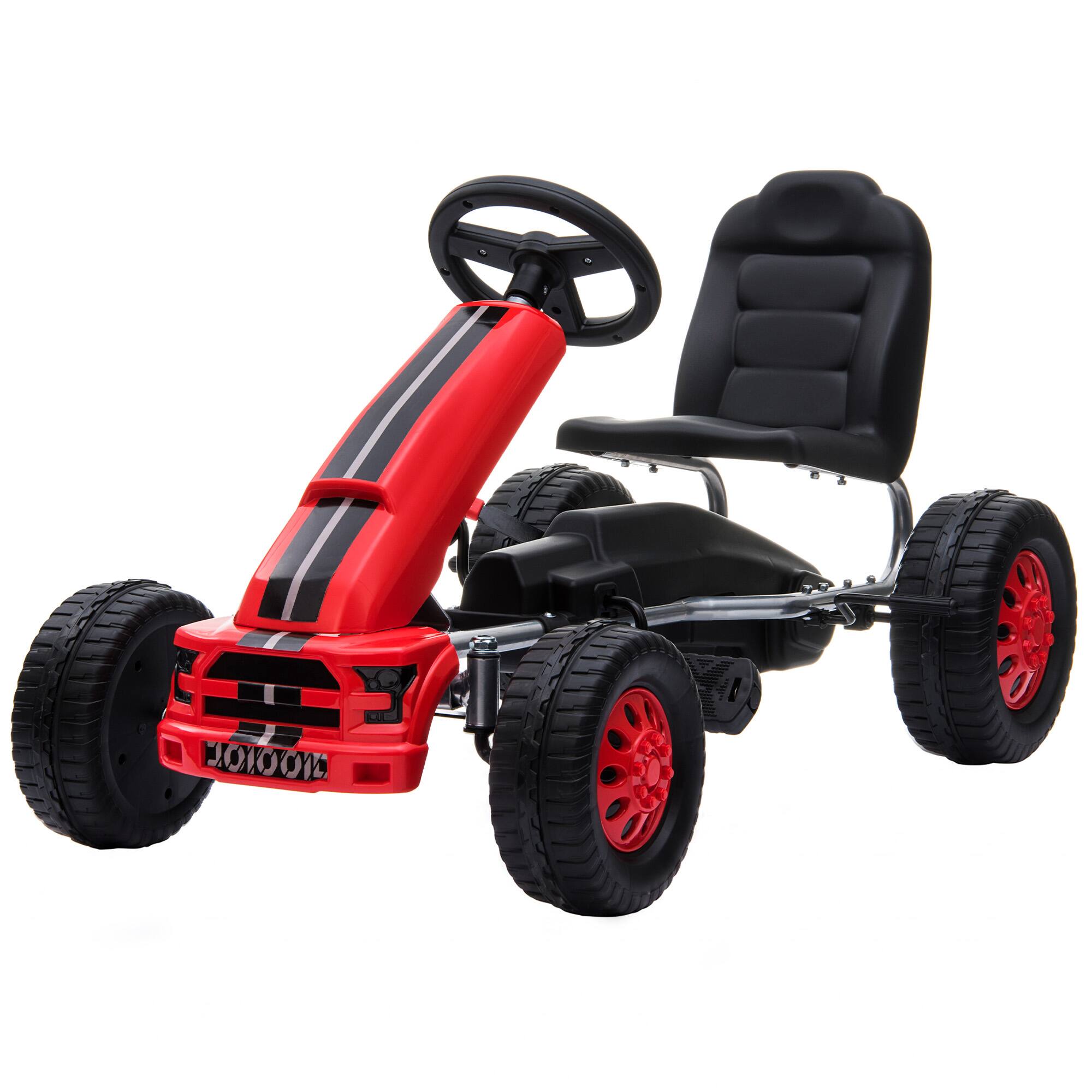 Front. Qaba - Pedal Go Kart with Steering Wheel - Red.